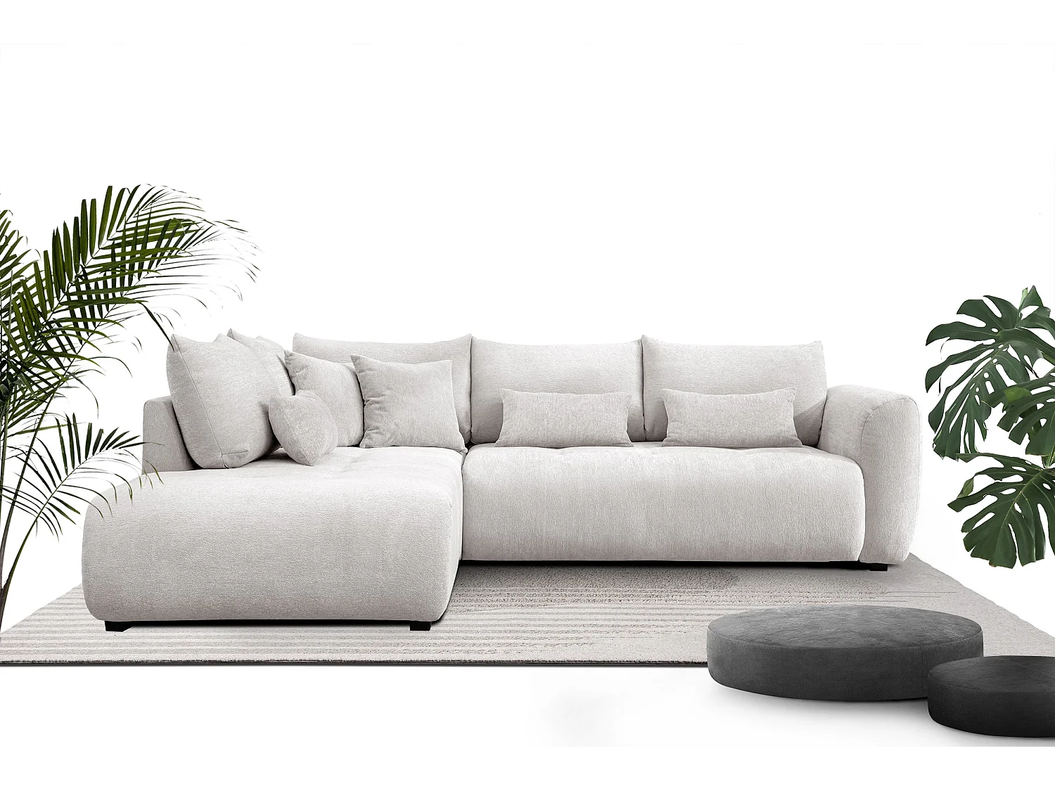 Ecksofa 5-Sitzer links SORENO, ecru