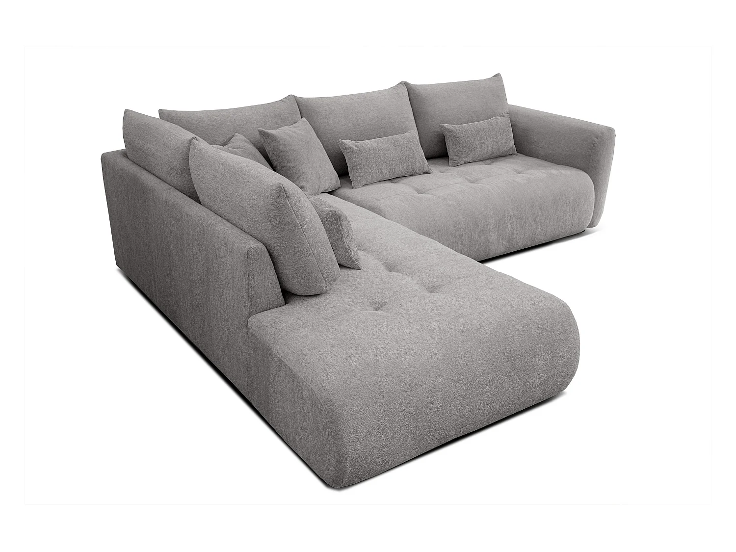 Canapé d'angle 5 places SORENO, tissu gris