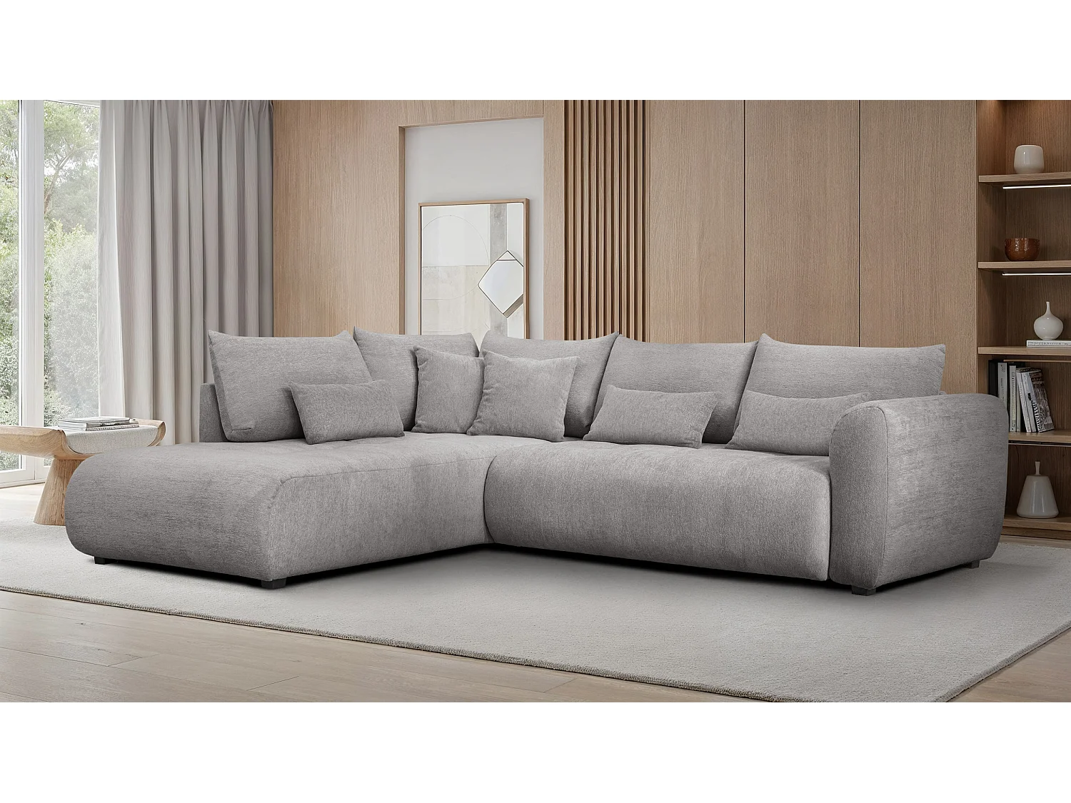 Ecksofa 5-Sitzer links SORENO, platingrau