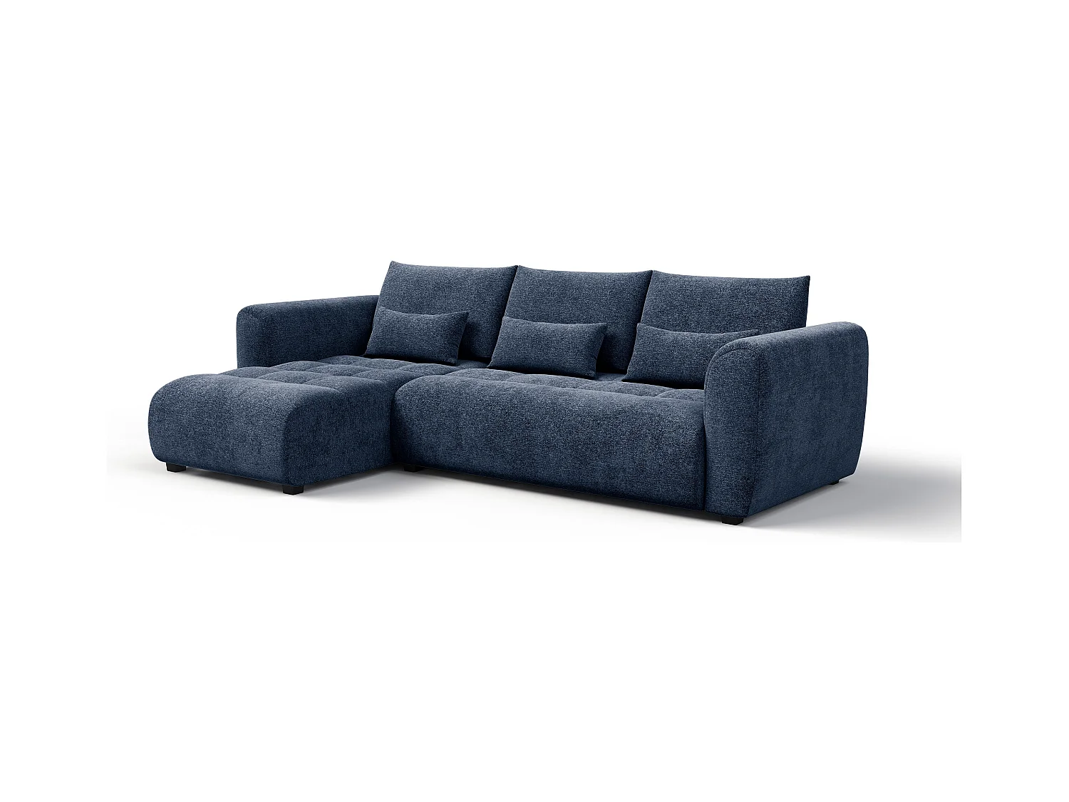Canapé d'angle 4 places SORENO, tissu bleu marine