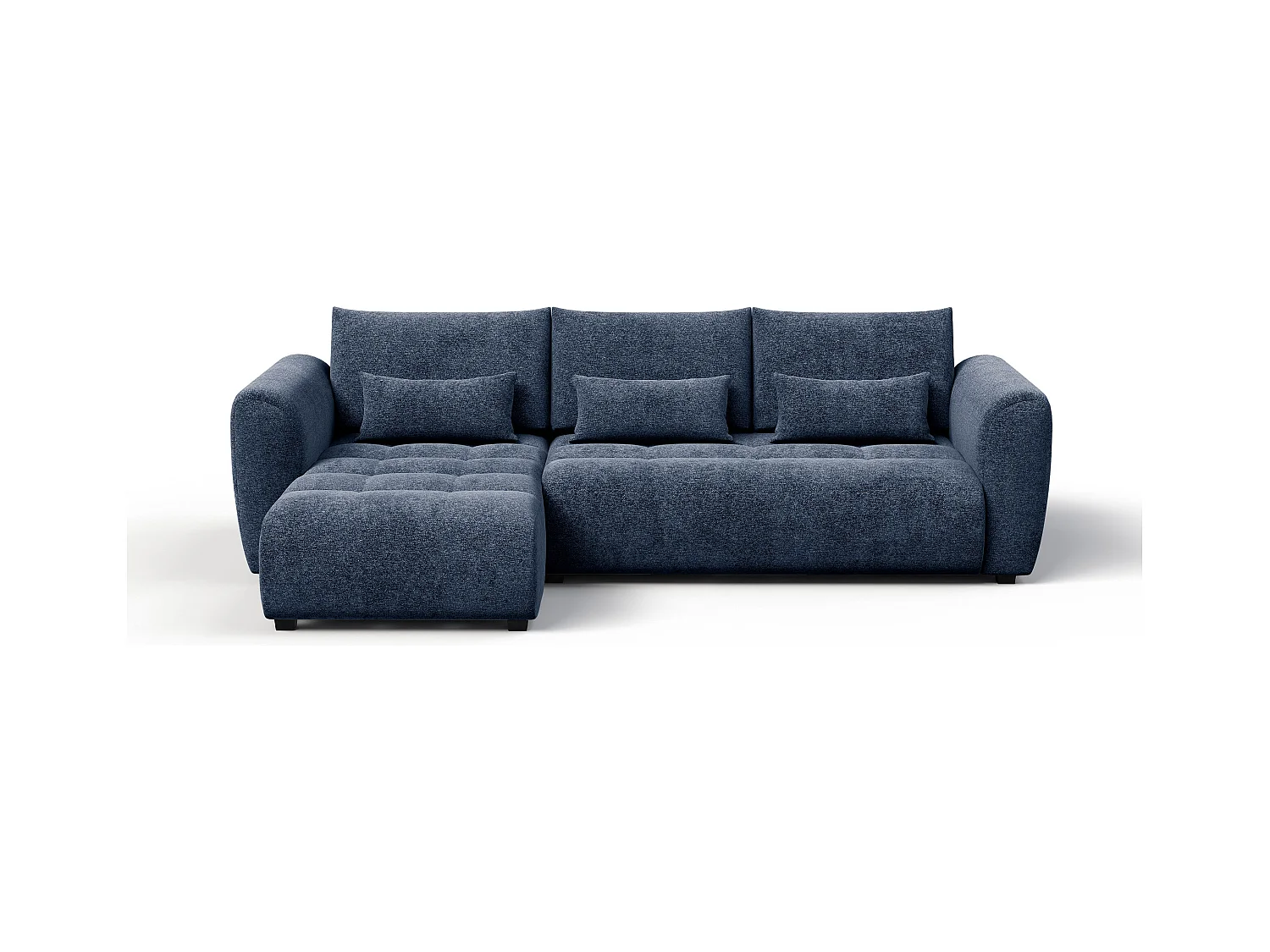 Canapé d'angle 4 places SORENO, tissu bleu marine