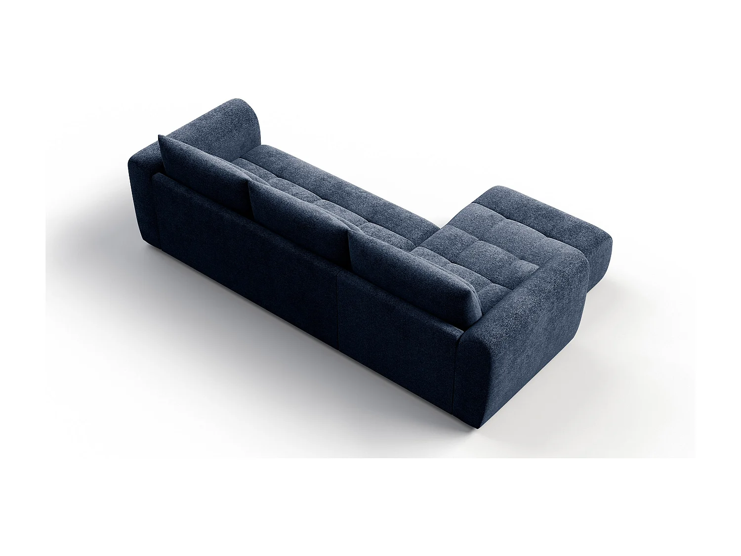 Canapé d'angle 4 places SORENO, tissu bleu marine