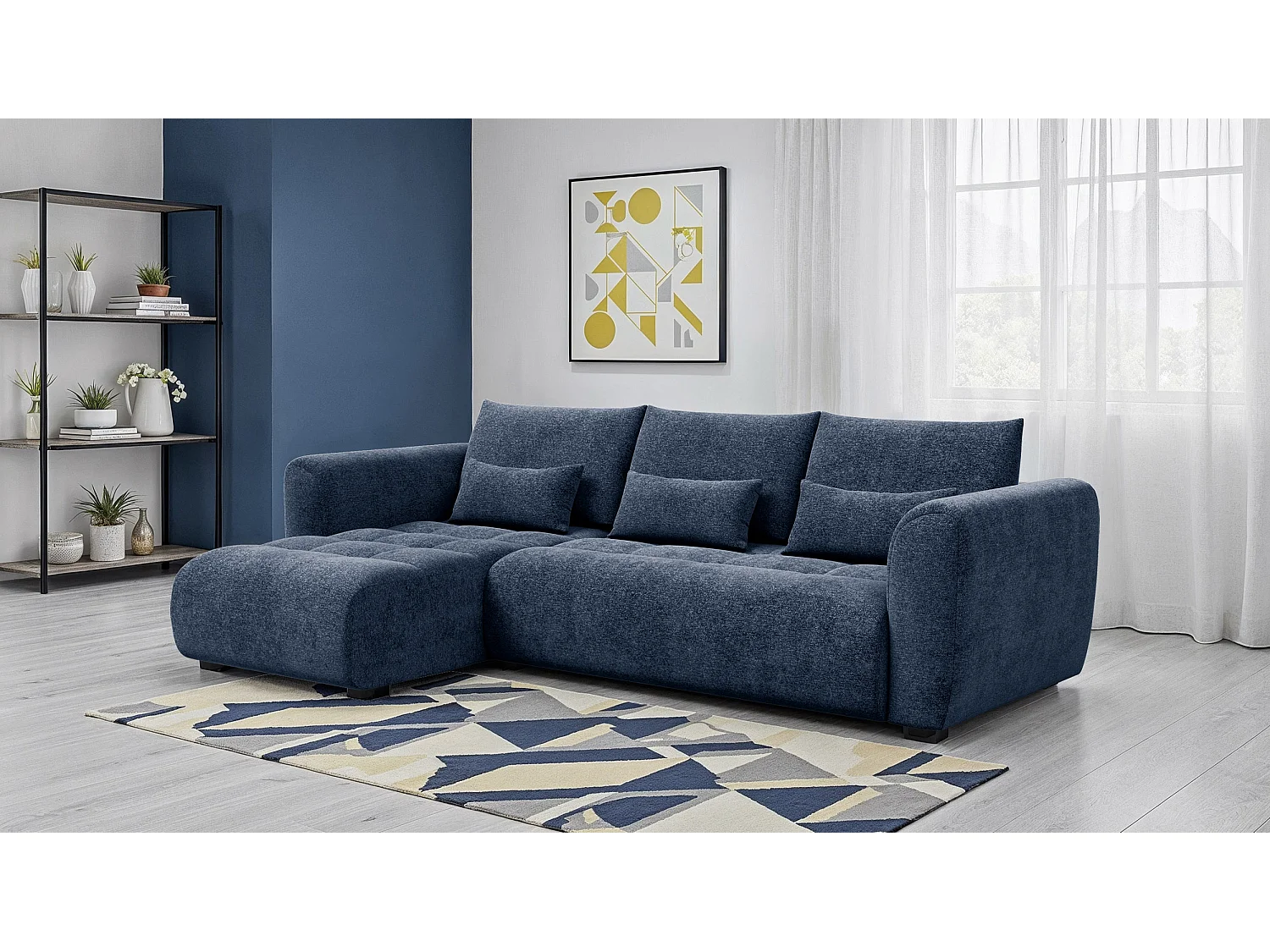 Ecksofa 4-Sitzer links SORENO, dunkelblau