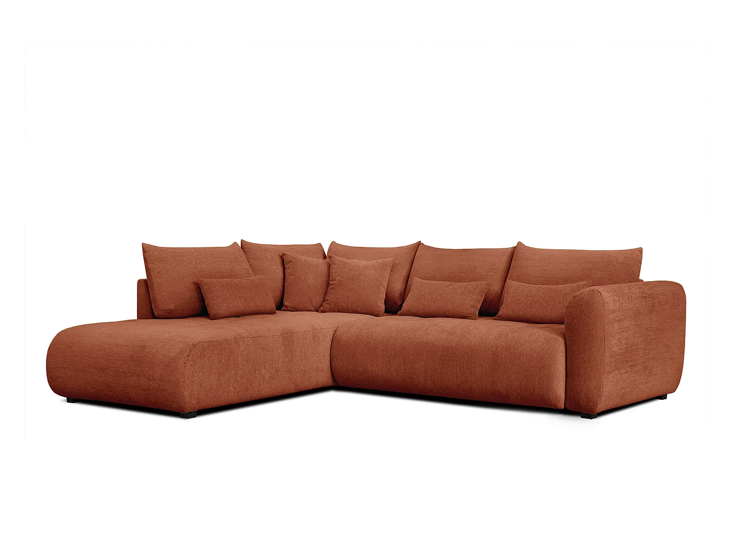 Canapé d'angle 5 places SORENO, tissu orange