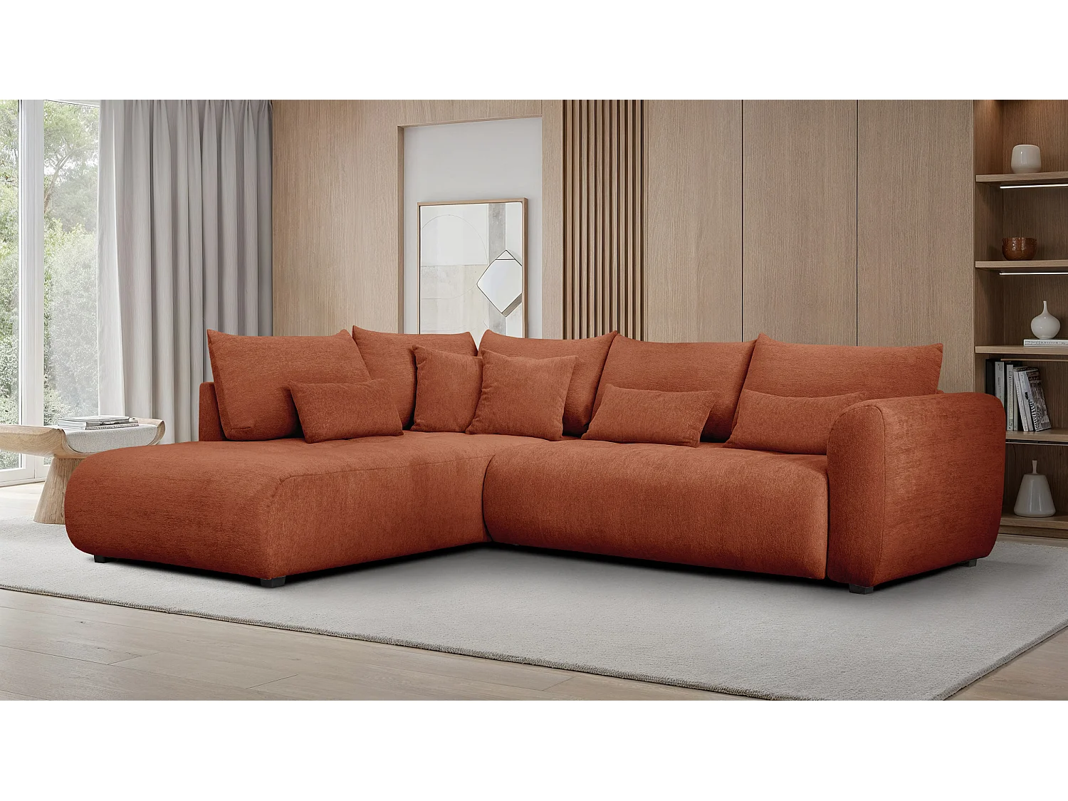 Ecksofa 5-Sitzer links SORENO, orange