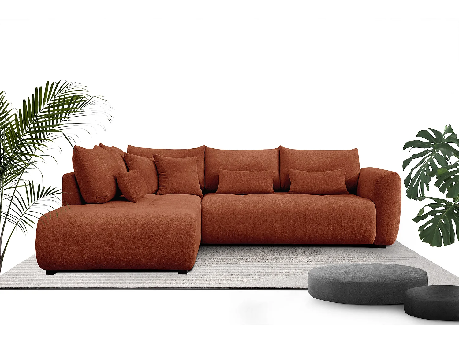 Ecksofa 5-Sitzer links SORENO, orange