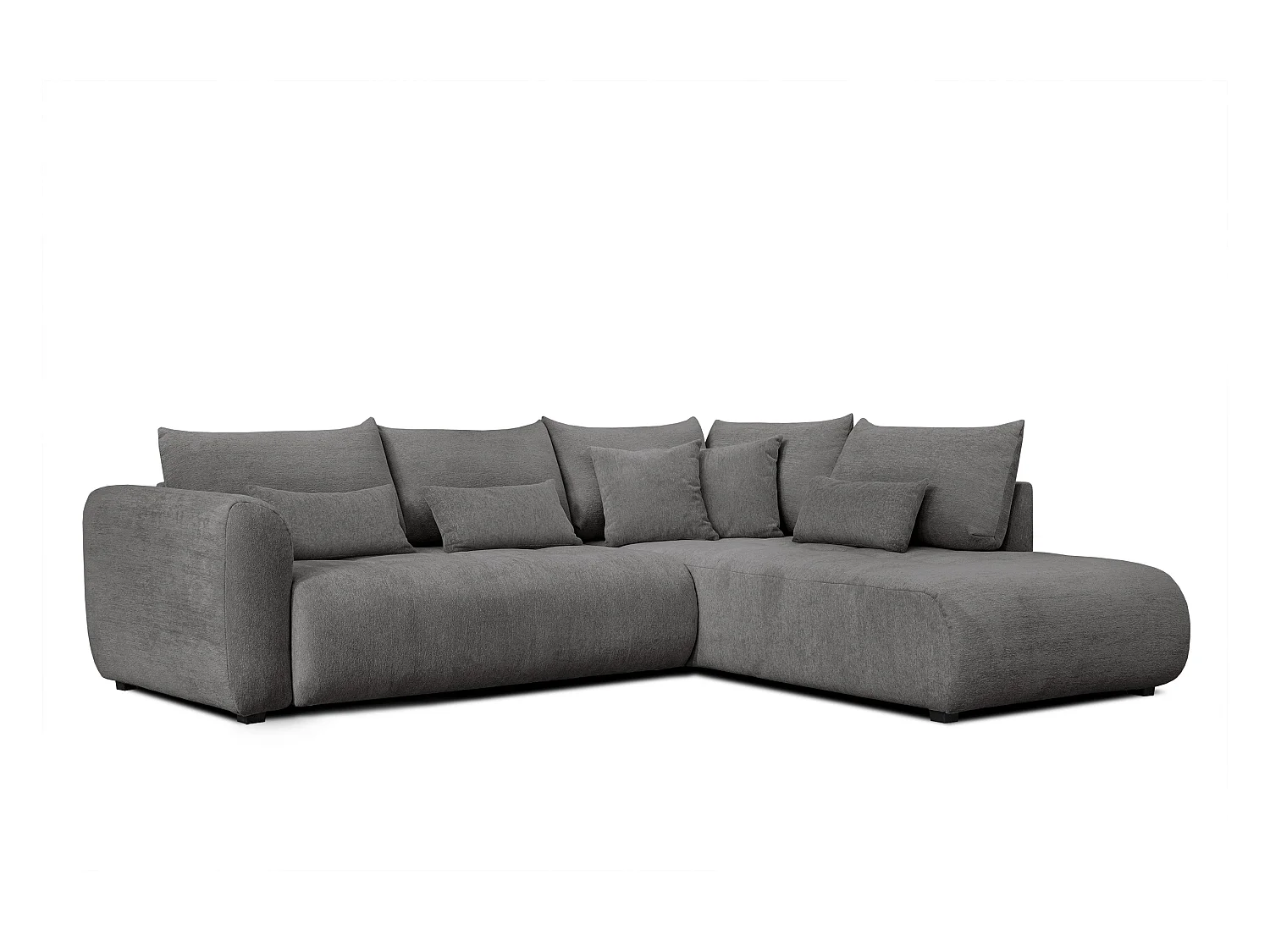 Canapé d'angle 5 places SORENO, tissu gris foncé