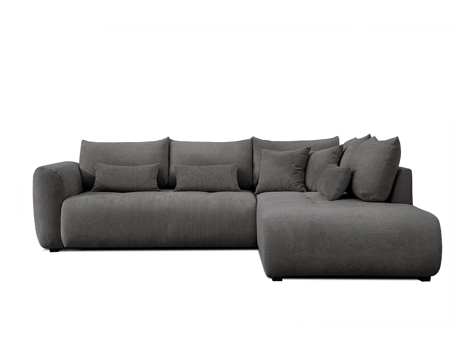 Canapé d'angle 5 places SORENO, tissu gris foncé