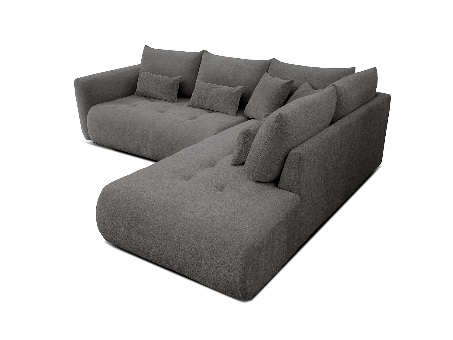 Canapé d'angle 5 places SORENO, tissu gris foncé