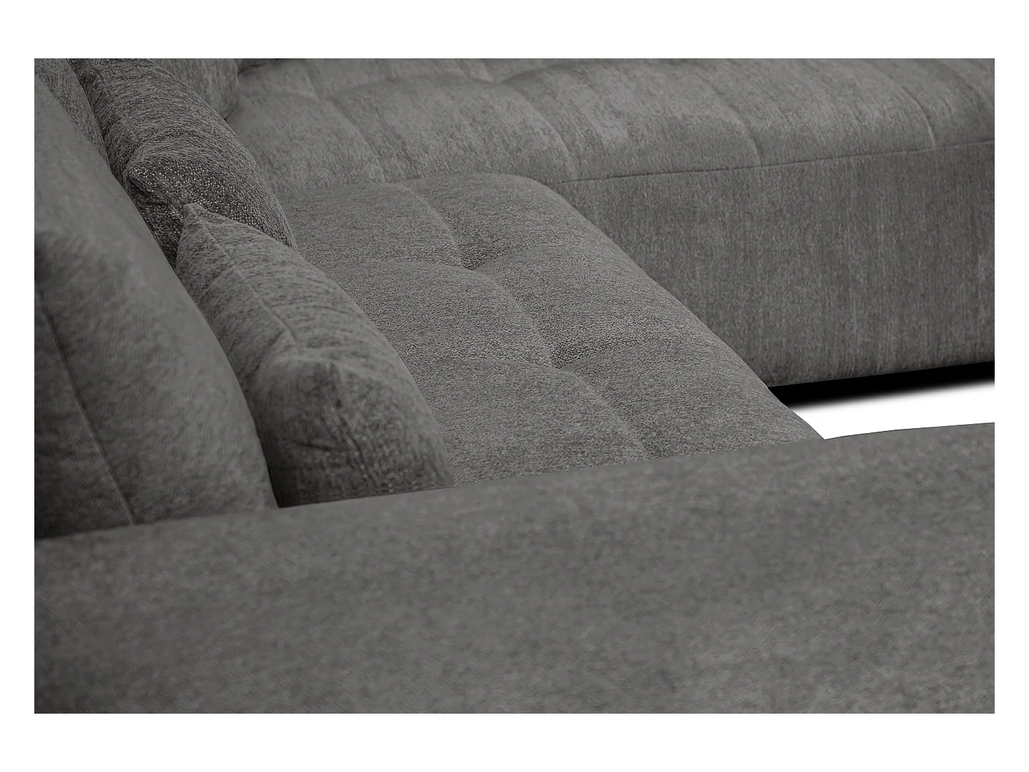 Canapé d'angle 5 places SORENO, tissu gris foncé