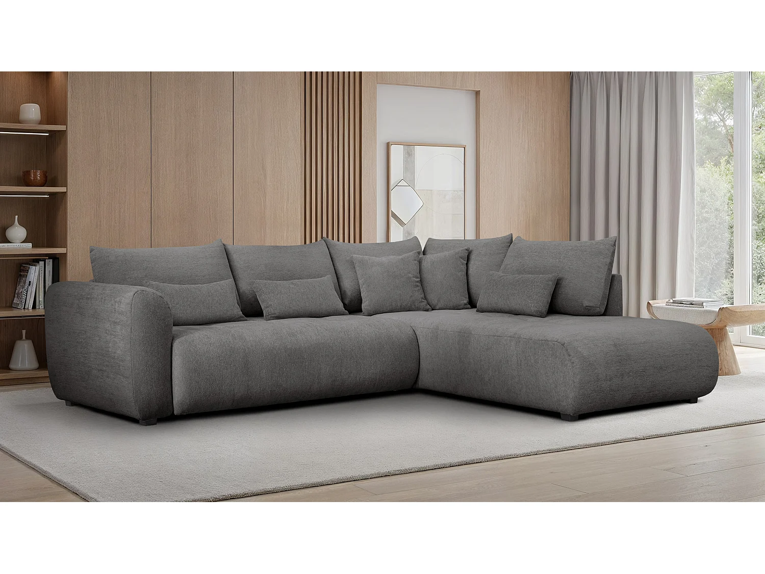 Ecksofa 5-Sitzer rechts SORENO, dunkelgrau