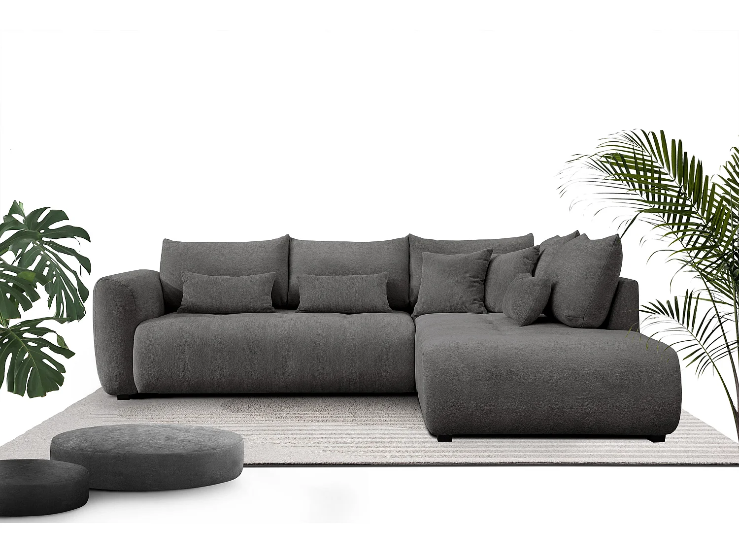 Ecksofa 5-Sitzer rechts SORENO, dunkelgrau