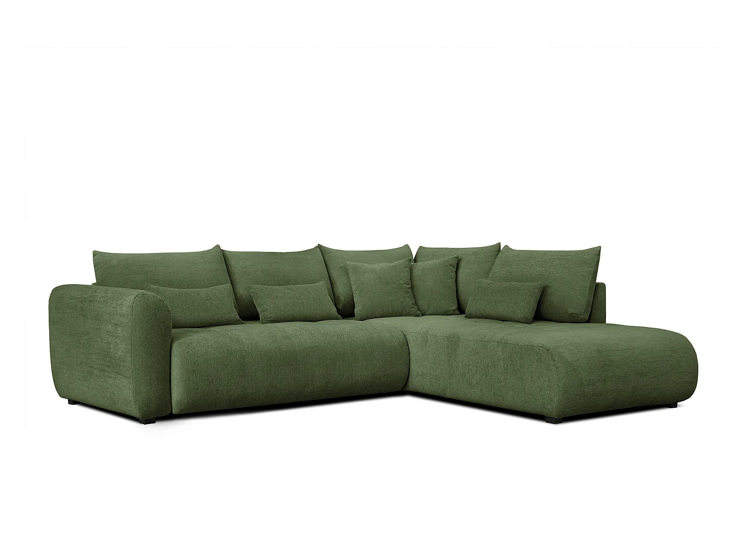 Canapé d'angle 5 places SORENO, tissu vert