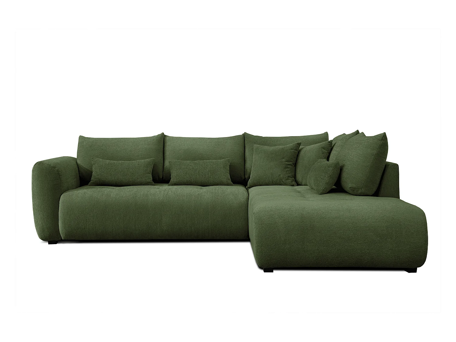 Canapé d'angle 5 places SORENO, tissu vert