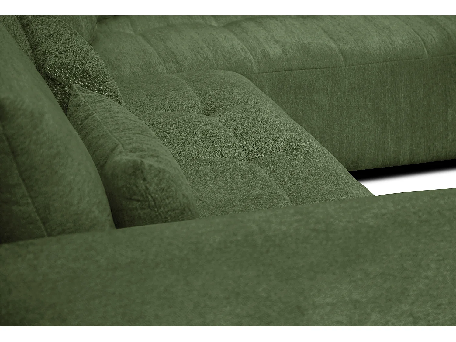 Canapé d'angle 5 places SORENO, tissu vert