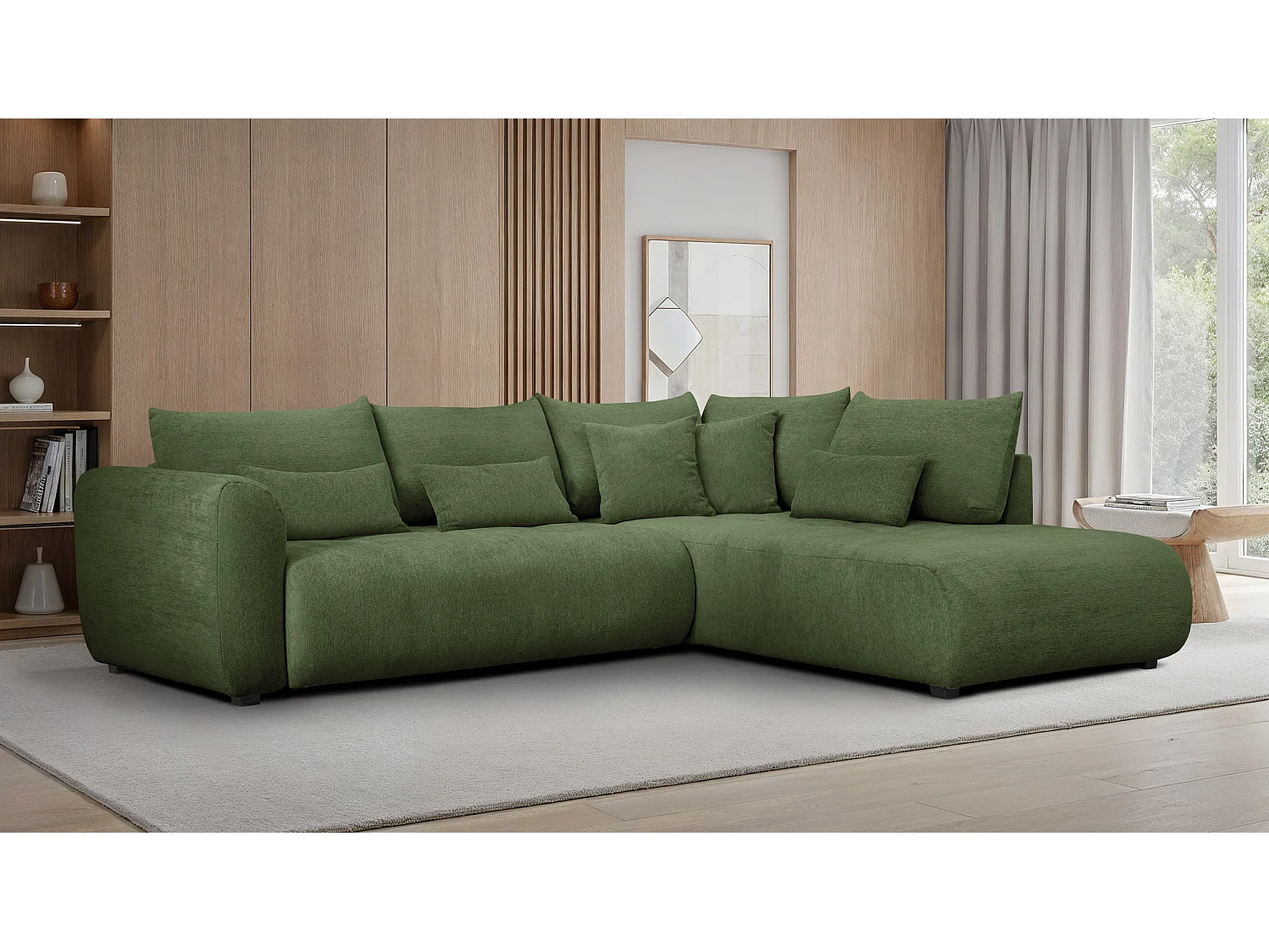 Ecksofa 5-Sitzer rechts SORENO, dunkelgrün