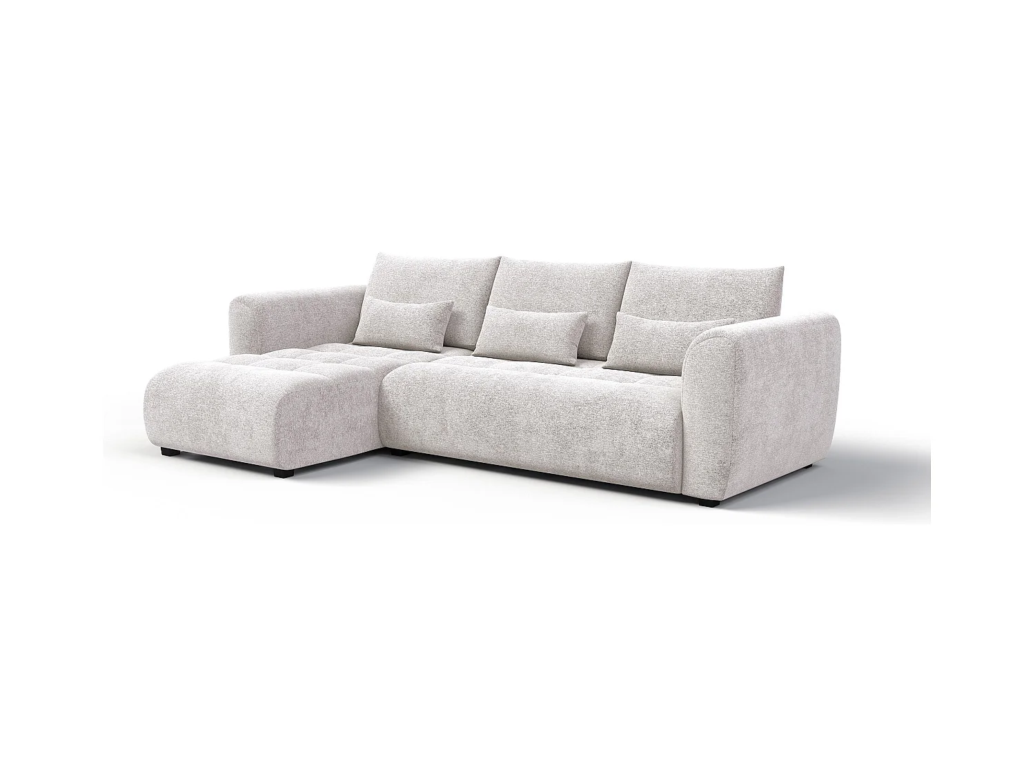 Canapé d'angle 4 places SORENO, tissu ecru