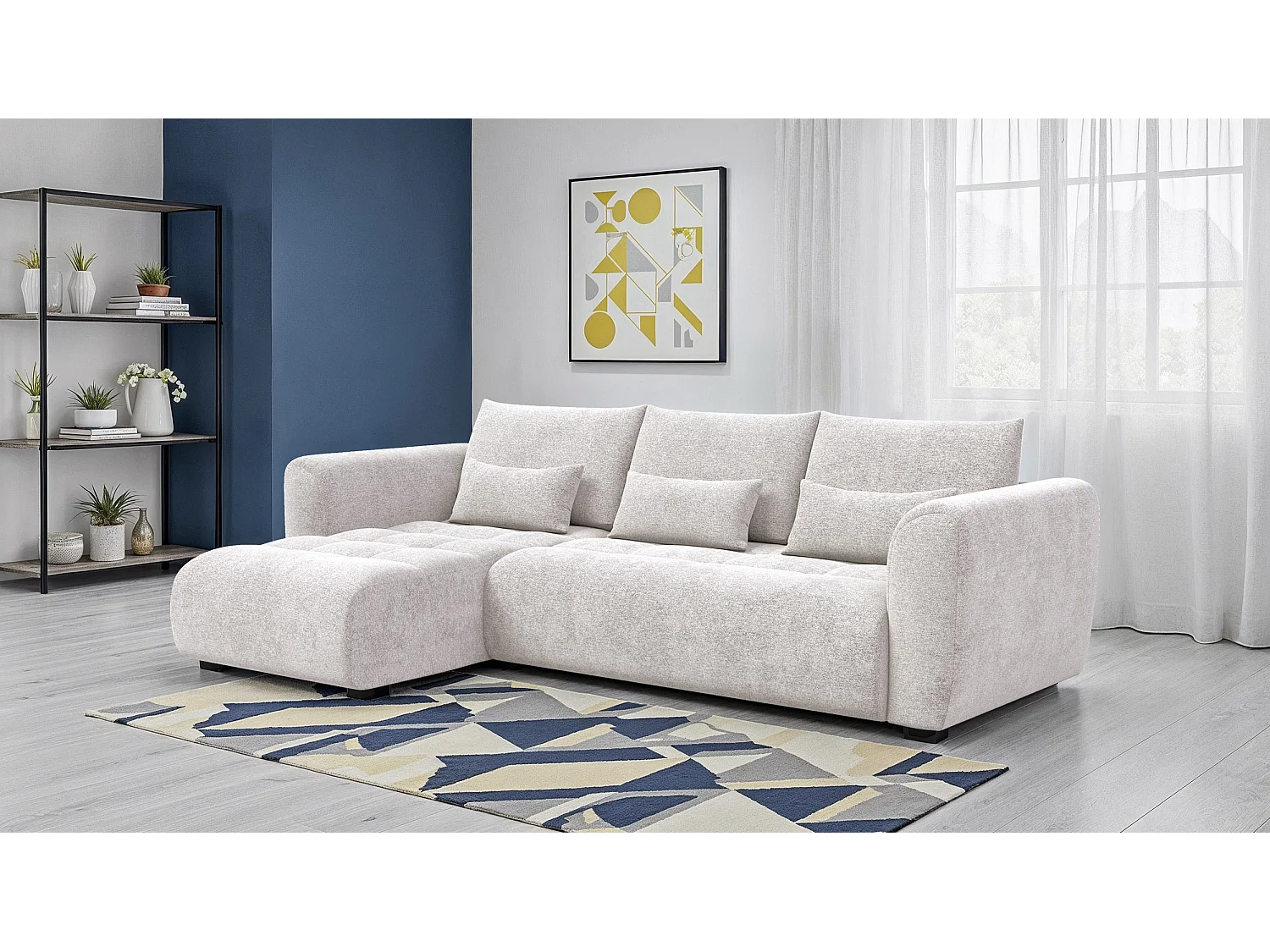 Ecksofa 4-Sitzer links SORENO, ecru