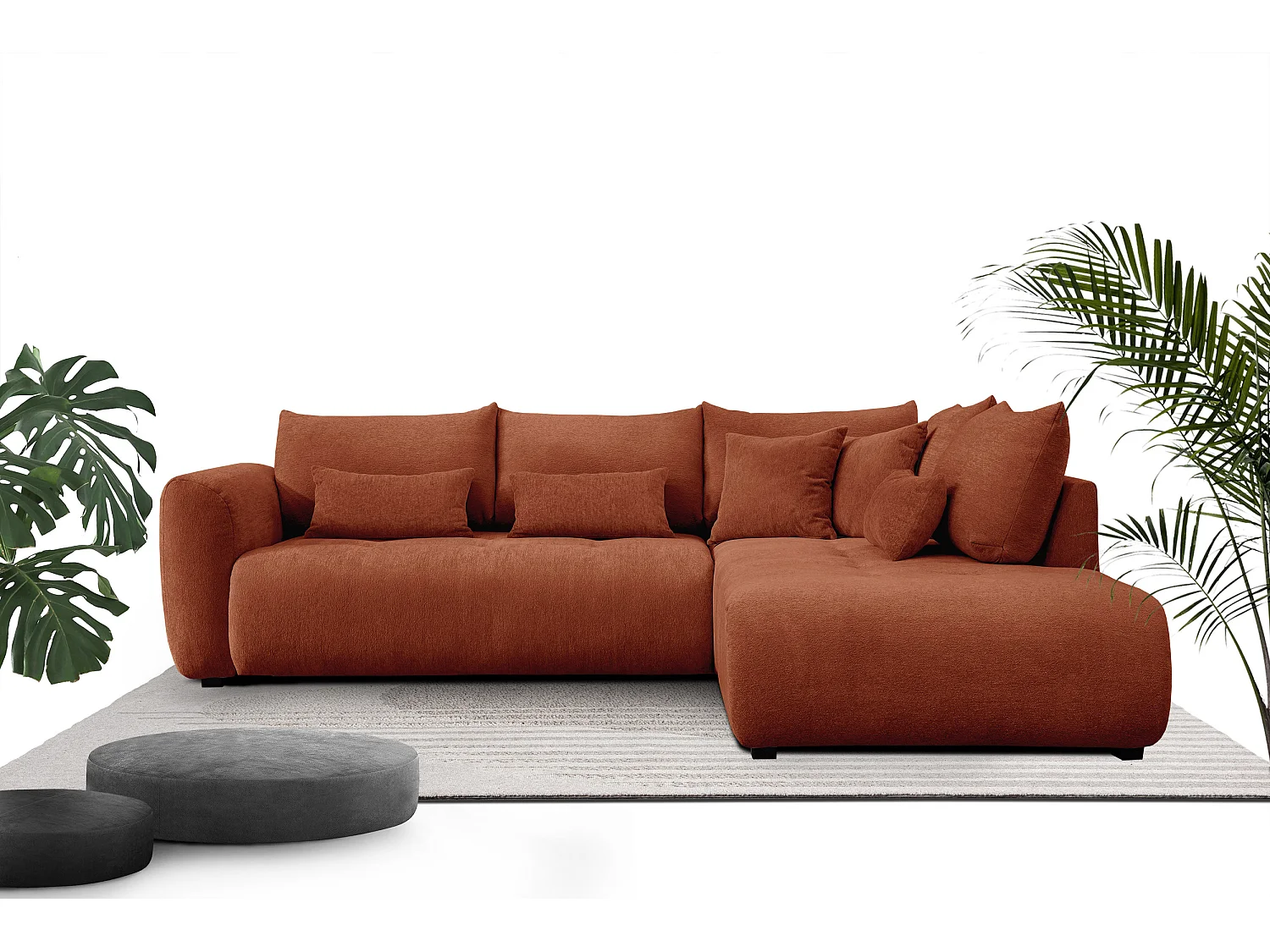 Ecksofa 5-Sitzer rechts SORENO, orange