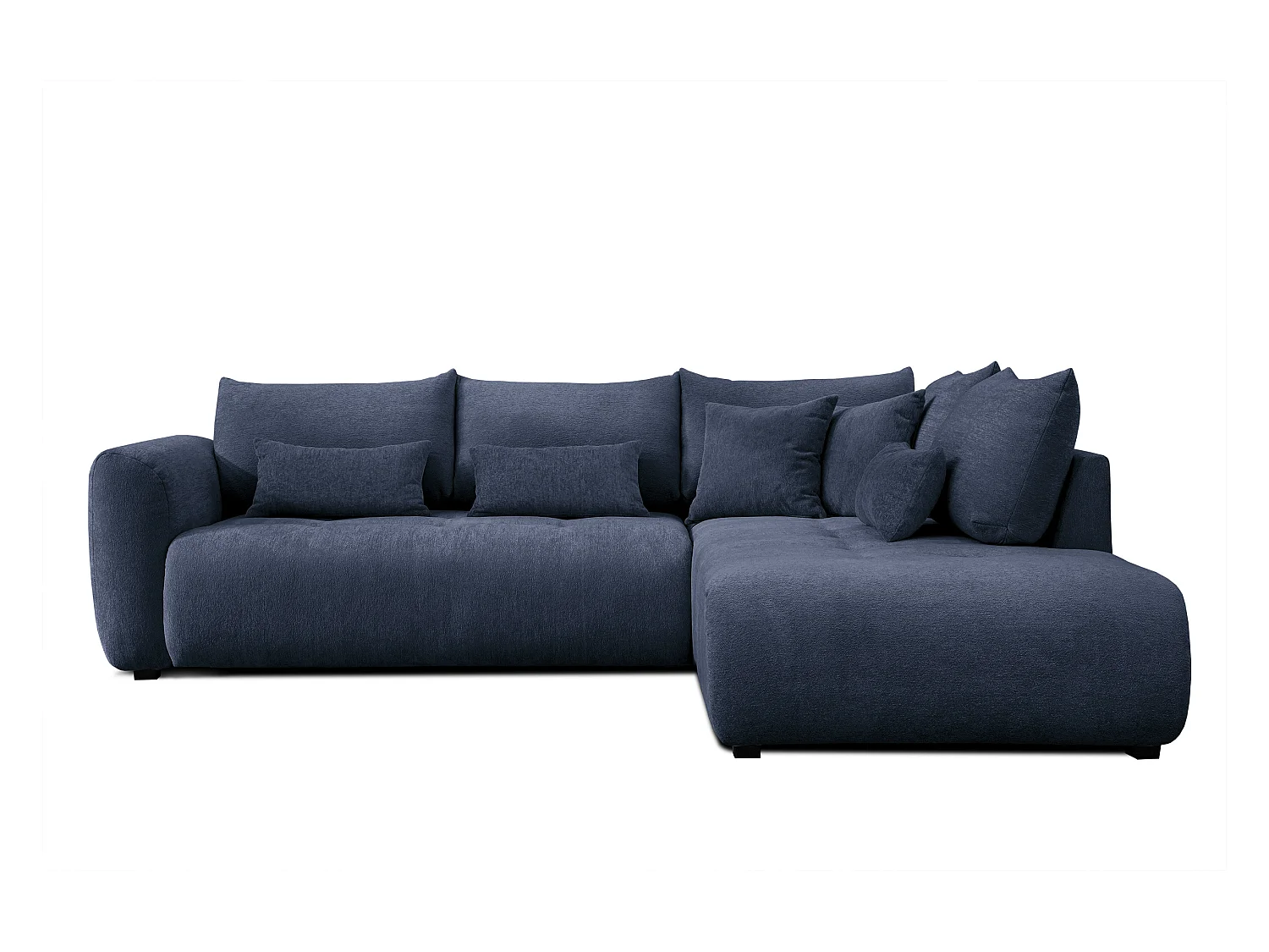 Canapé d'angle 5 places SORENO, tissu bleu marine