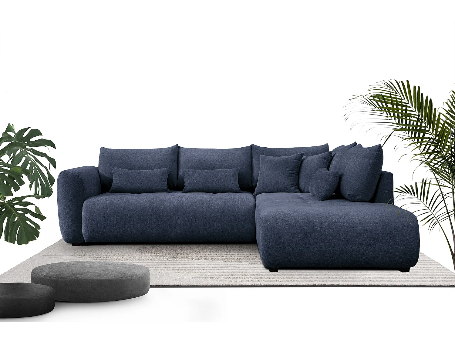 Ecksofa 5-Sitzer rechts SORENO, dunkelblau