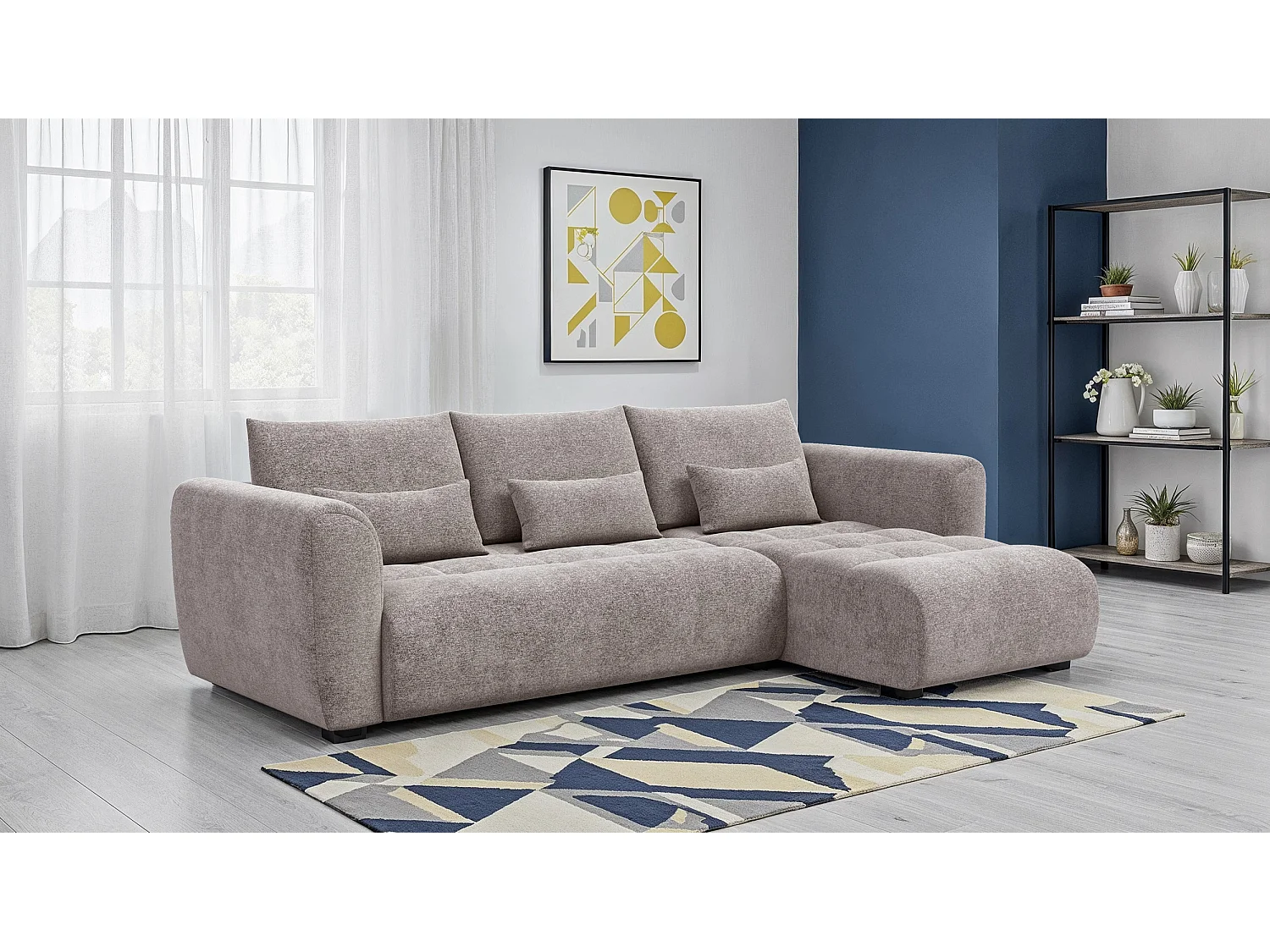Ecksofa 4-Sitzer rechts SORENO, dunkelbeige