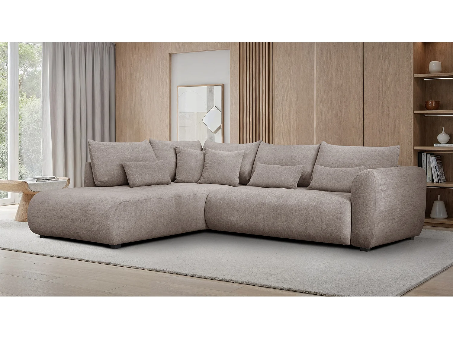Ecksofa 5-Sitzer links SORENO, dunkelbeige