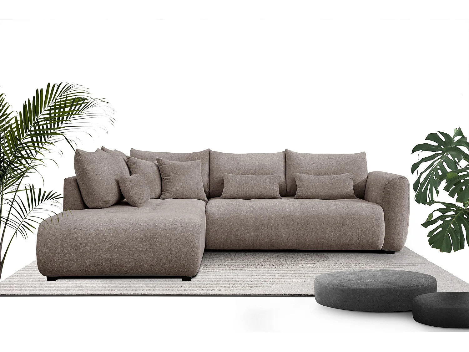 Ecksofa 5-Sitzer links SORENO, dunkelbeige