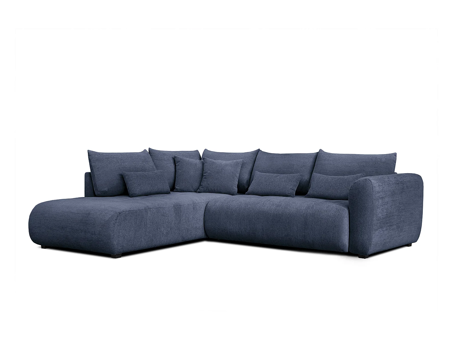 Canapé d'angle 5 places SORENO, tissu bleu marine