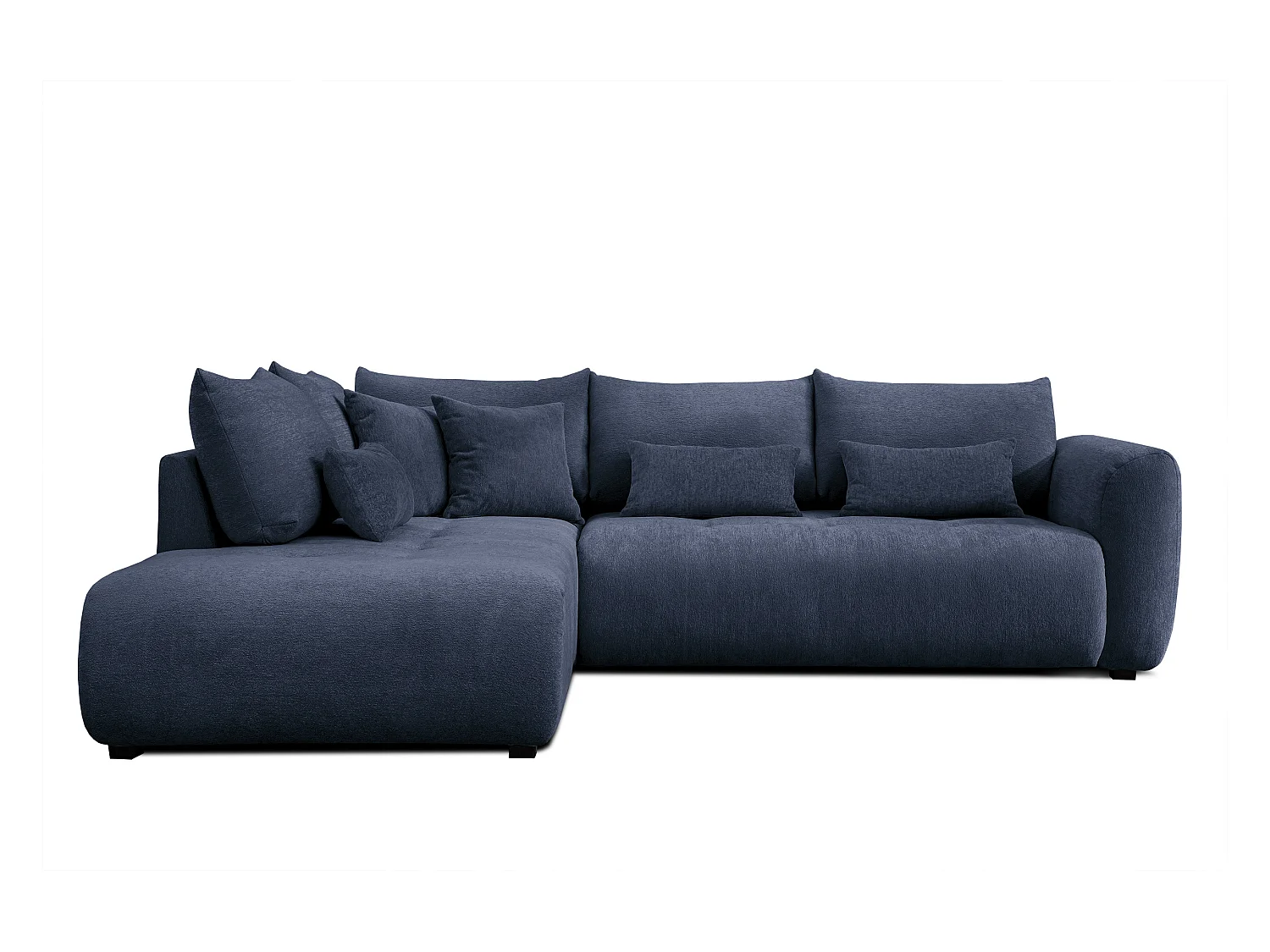 Canapé d'angle 5 places SORENO, tissu bleu marine