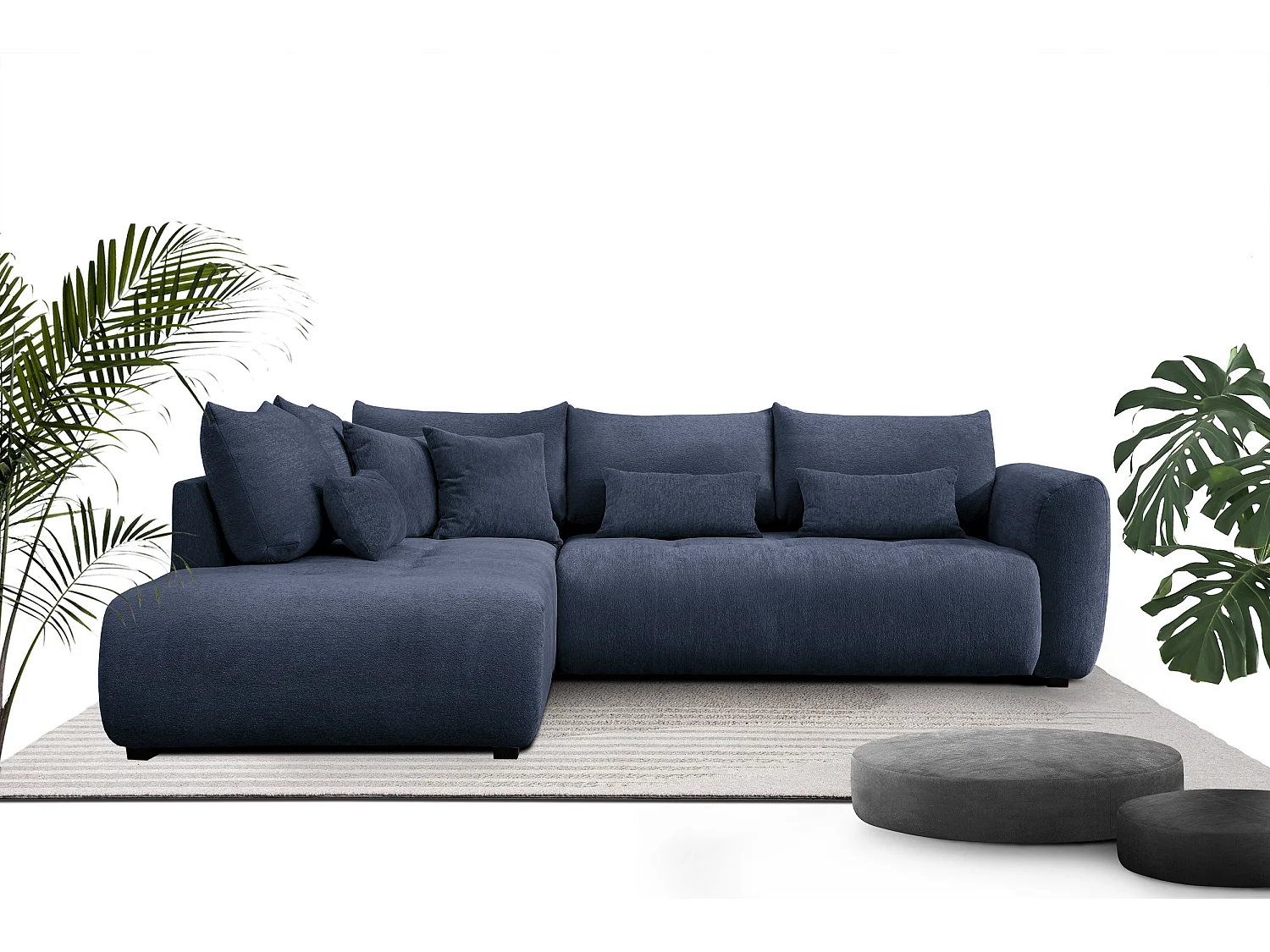 Ecksofa 5-Sitzer rechts SORENO, dunkelblau