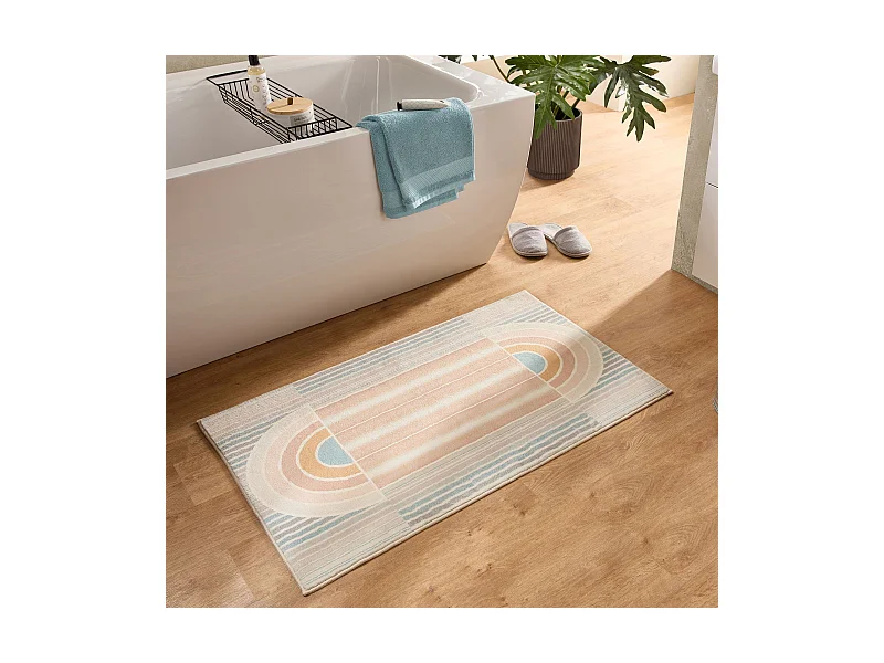 Badematte bedruckt mit weichem Flor 60x100 cm Bunt Pastell Ariella