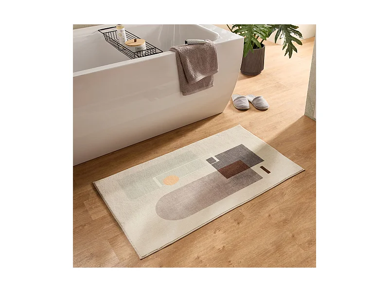 Badematte bedruckt mit weichem Flor 60x100 cm Grau Multi Ariella