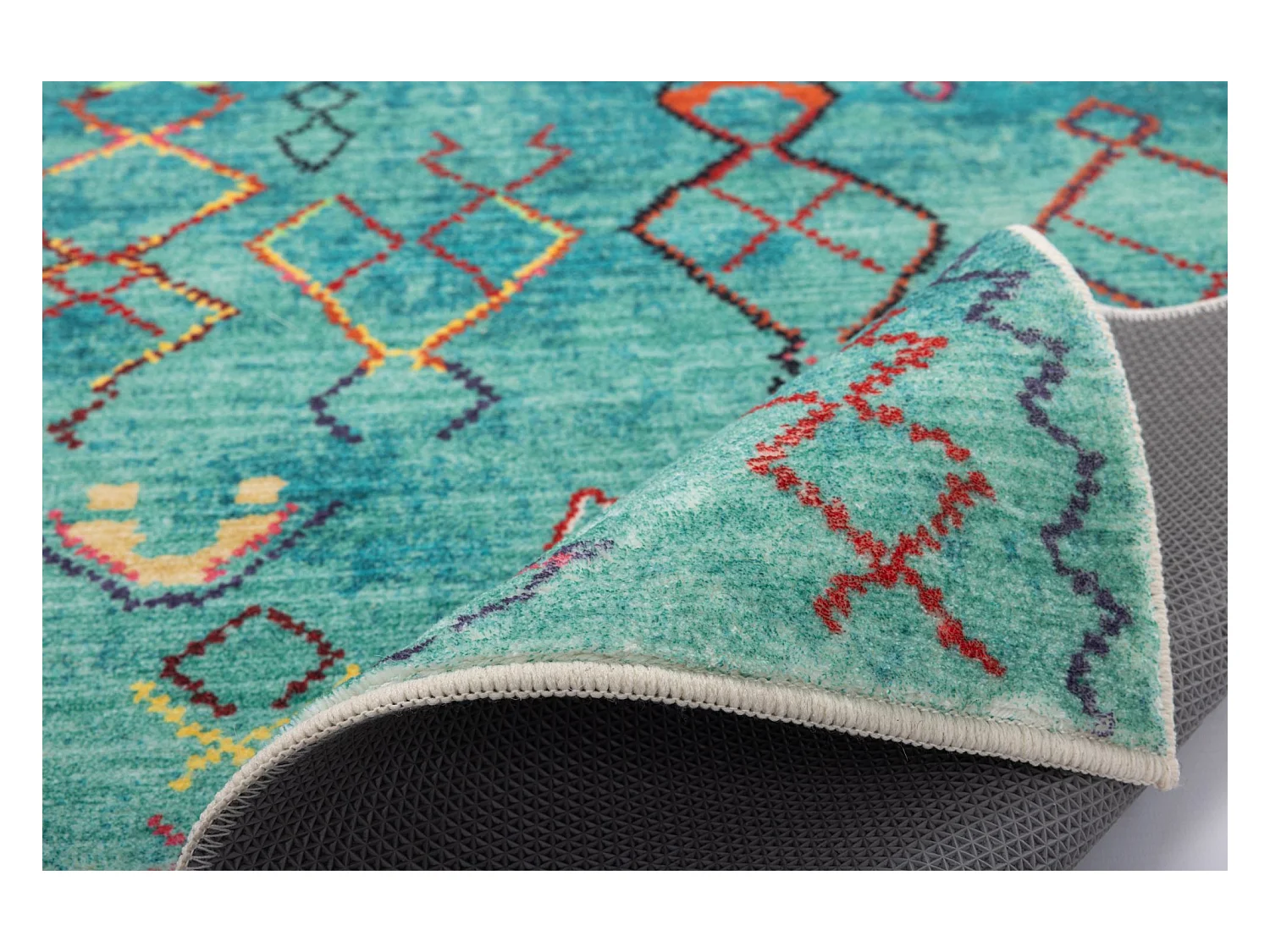 Tapis de bain imprimé à poils doux 60x100 cm turquoise Ariella