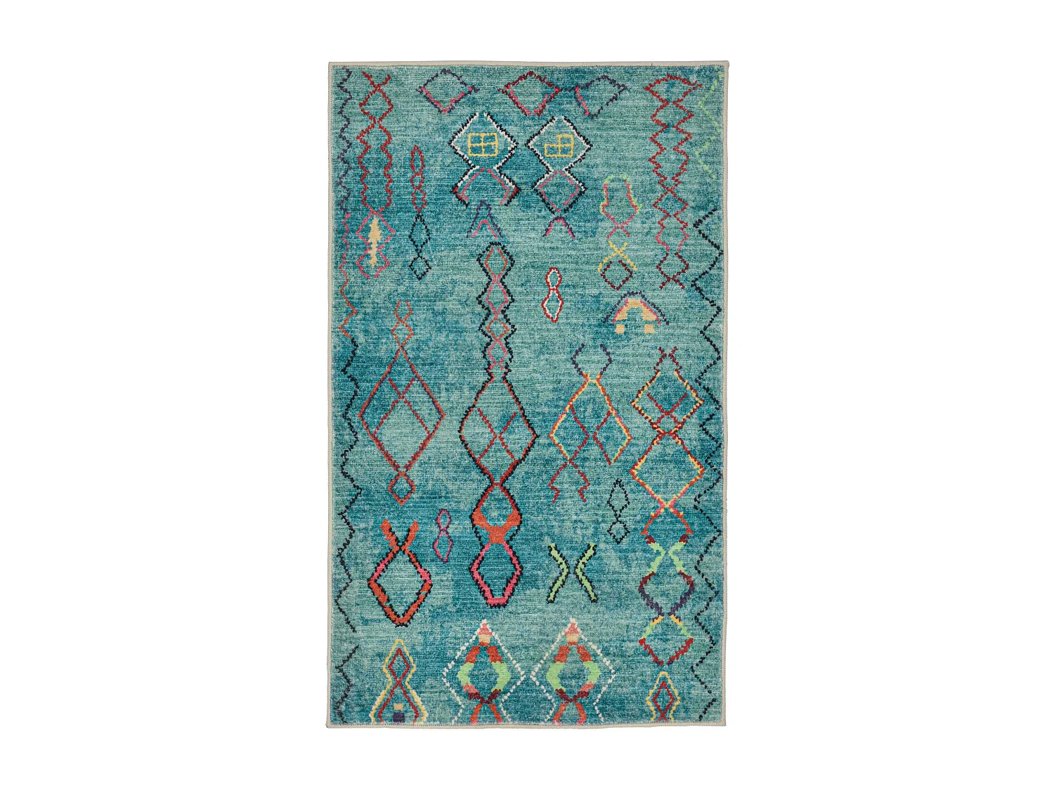 Tapis de bain imprimé à poils doux 60x100 cm turquoise Ariella