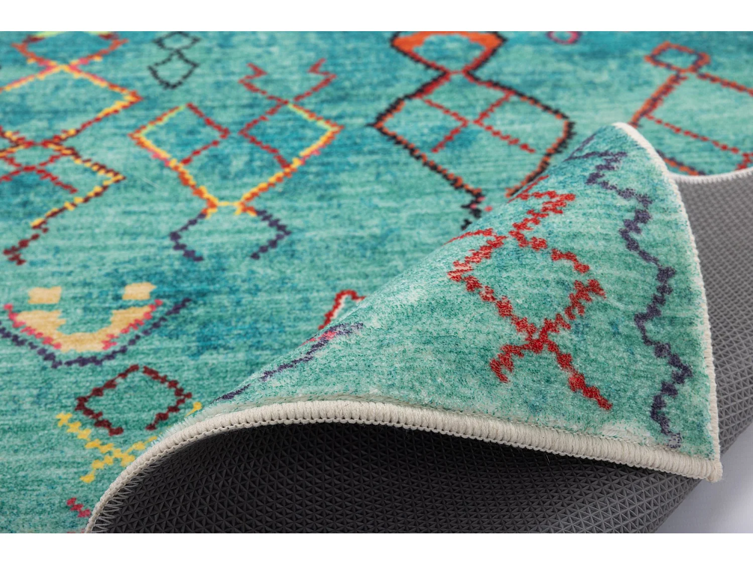 Tapis de bain imprimé à poils doux 60x100 cm turquoise Ariella