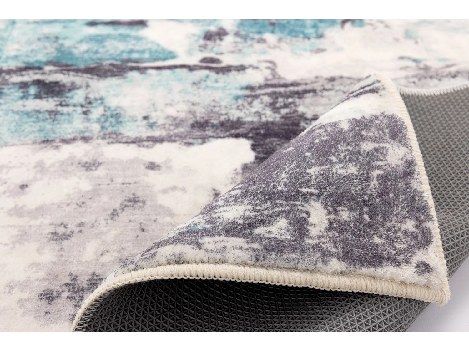 Tapis de bain imprimé à poils doux 70x120 cm turquoise multi Ariella