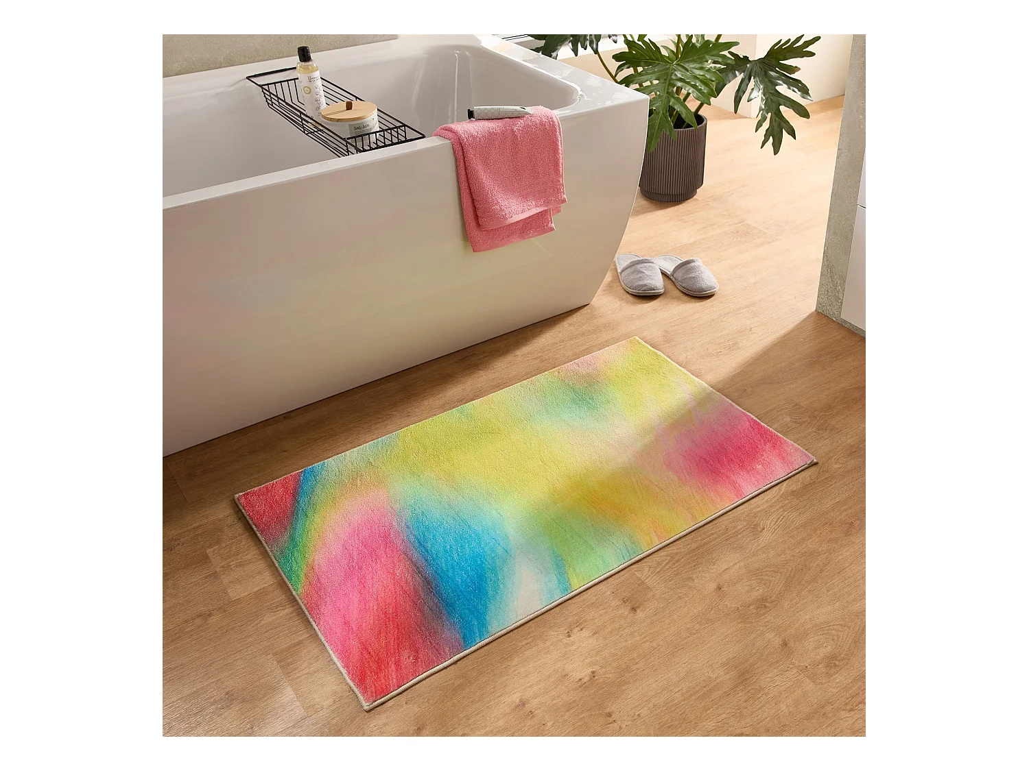 Tapis de bain imprimé à poils doux 60x100 cm multicolor Ariella