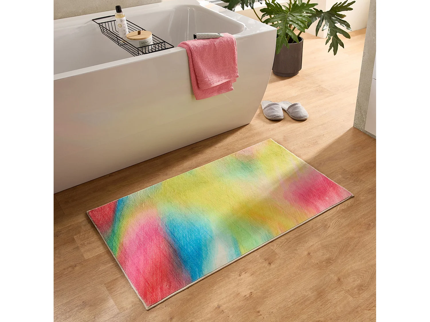 Tapis de bain imprimé à poils doux 60x100 cm multicolor Ariella