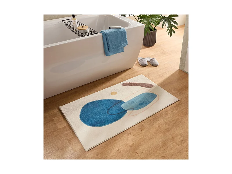 Badematte bedruckt mit weichem Flor 60x100 cm Blau Ariella