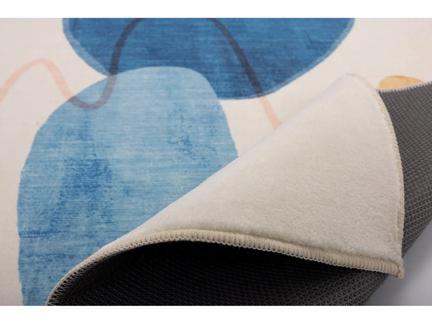Tapis de bain imprimé à poils doux 60x100 cm bleu multi Ariella
