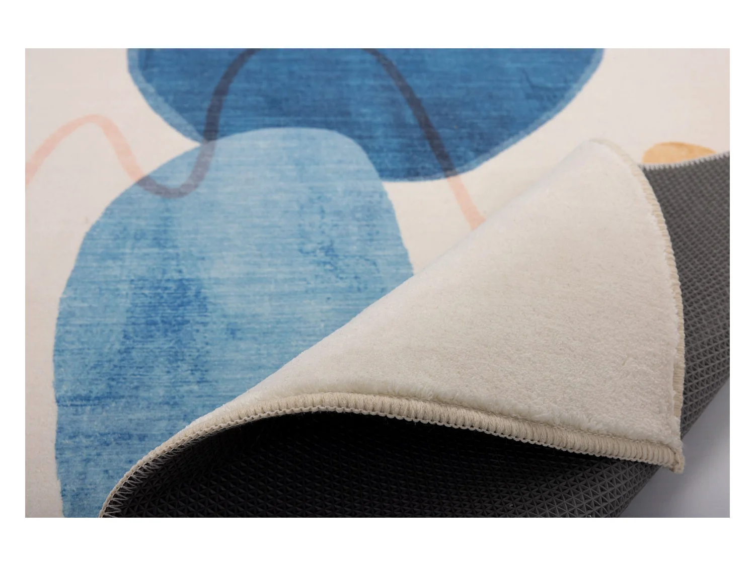 Tapis de bain imprimé à poils doux 50x60 cm bleu multi Ariella