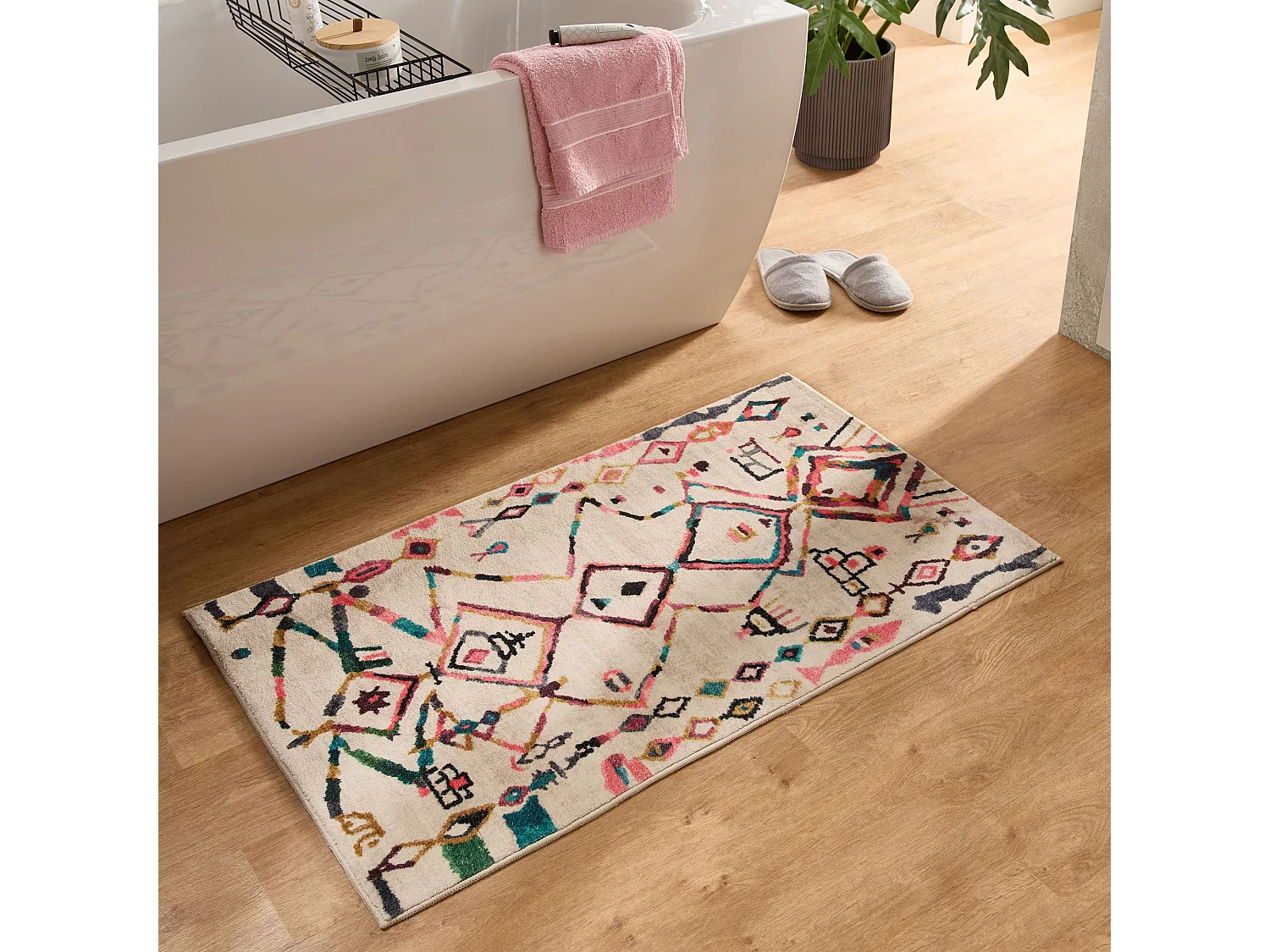 Badematte bedruckt mit weichem Flor 70x120 cm Bunt Ariella