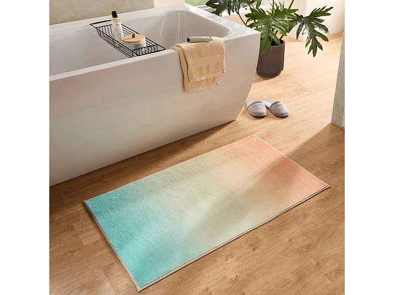 Tapis de bain imprimé à poils doux 60x100 cm multi pastel Ariella