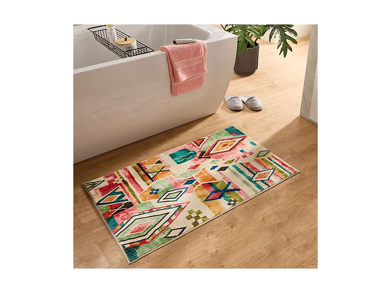 Badematte bedruckt mit weichem Flor 70x120 cm Bunt Ariella