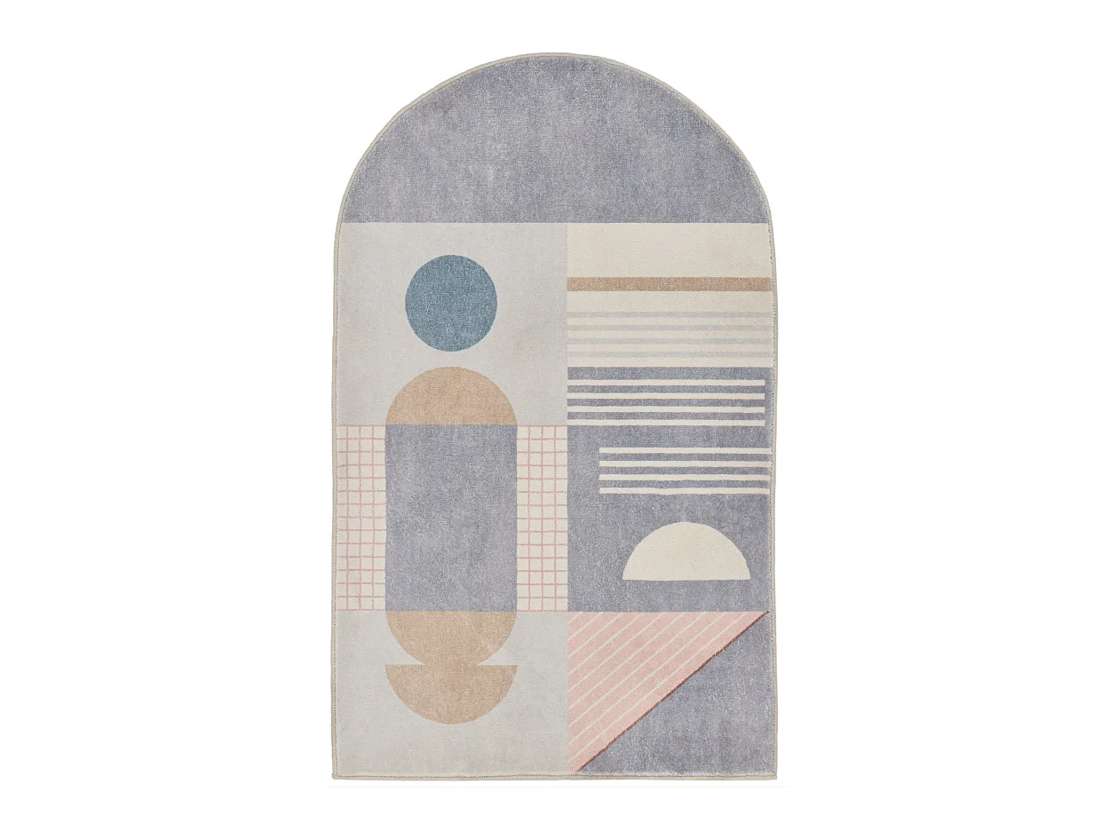 Tapis de bain imprimé à poils doux 70x120 cm gris multi Ariella