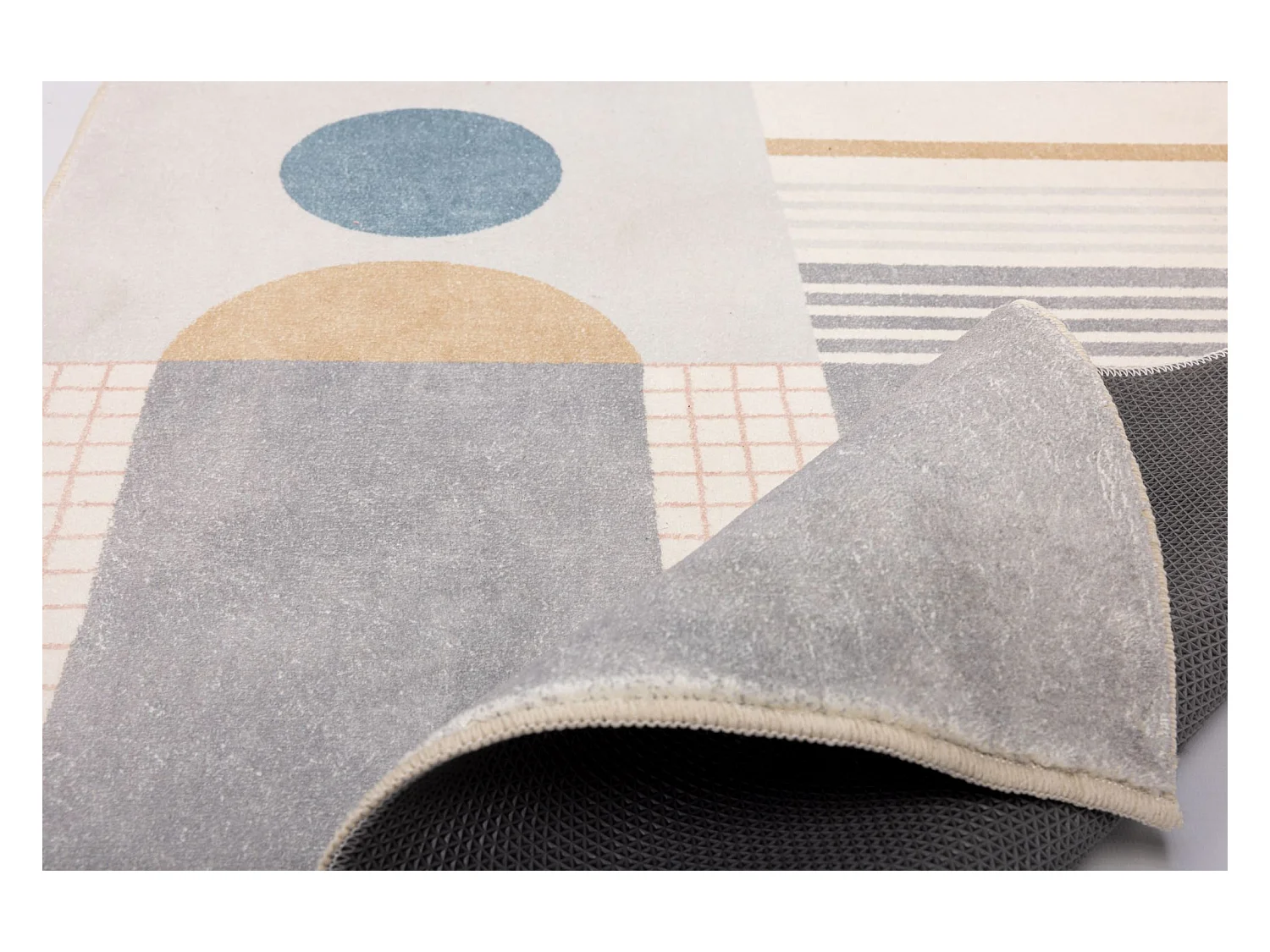 Tapis de bain imprimé à poils doux 70x120 cm gris multi Ariella