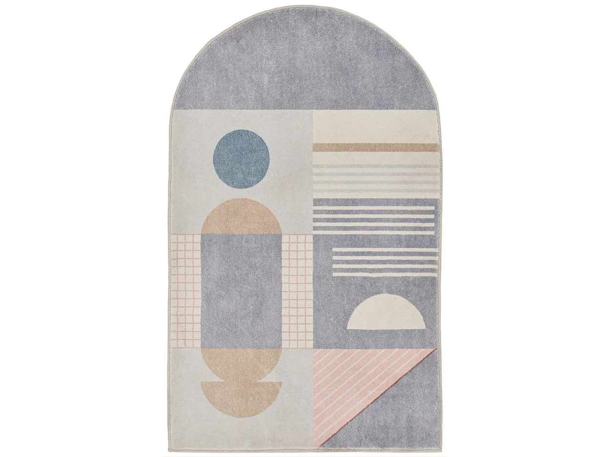 Tapis de bain imprimé à poils doux 60x100 cm gris multi Ariella