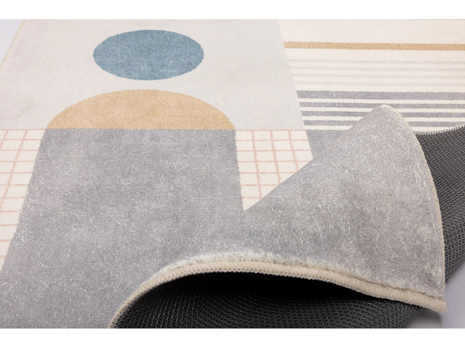 Tapis de bain imprimé à poils doux 60x100 cm gris multi Ariella