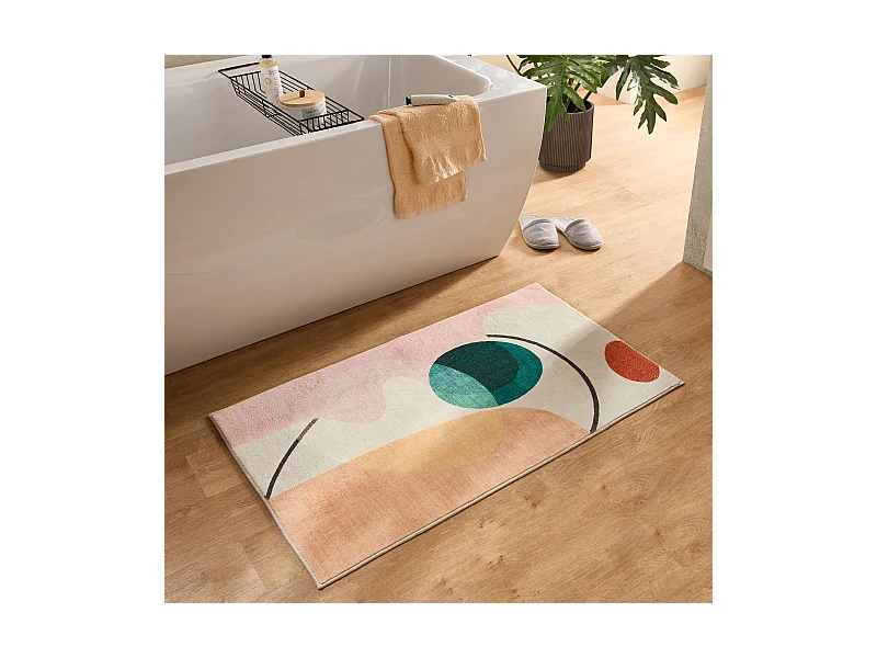 Badematte bedruckt mit weichem Flor 60x100 cm Bunt Ariella